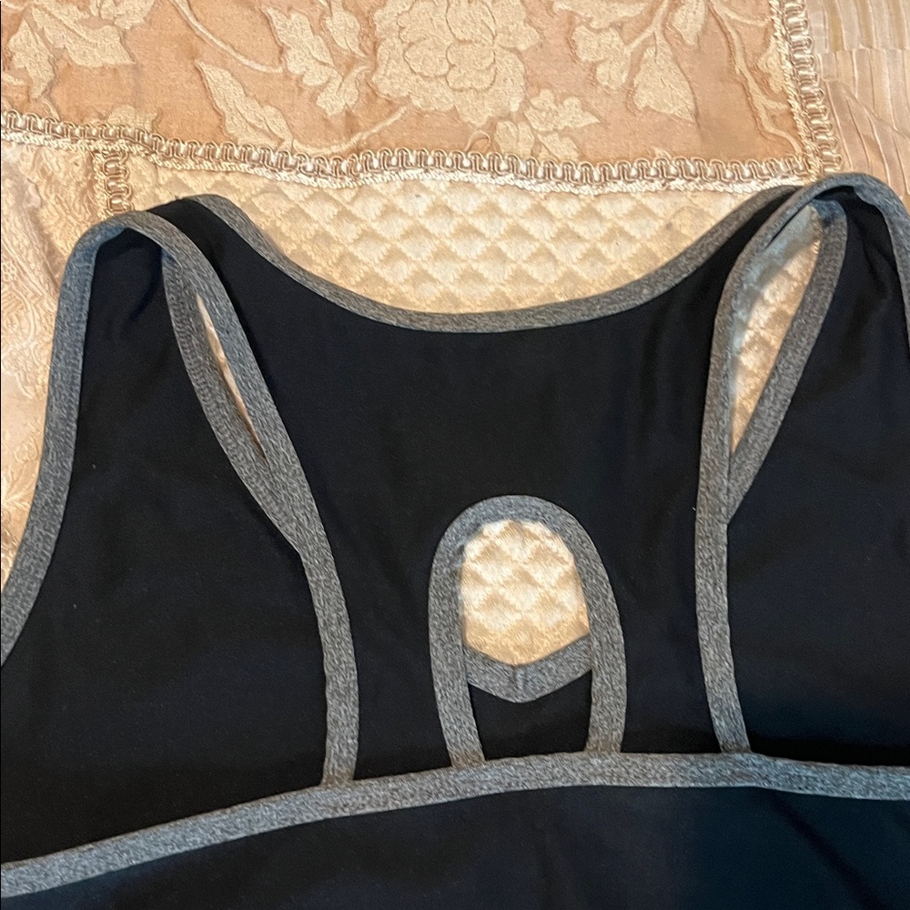 RBX Black Sports Bra with Gray Trim Racerback - Picture 7 of 8